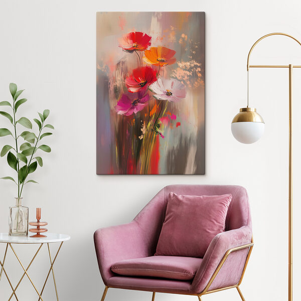 Malerei von Blumen auf einer Glasfläche Wandbilder Malerei von Blumen auf einer Glasfläche