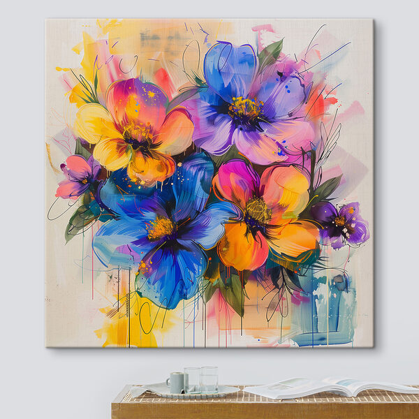 Malerei von Blumen auf einer weißen Fläche Wandbilder Malerei von Blumen auf einer weißen Fläche
