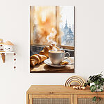 Wandbilder Tasse Kaffee und Croissants auf einem Tisch