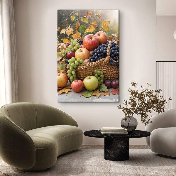 Korb mit Obst und Blättern Wandbilder Korb mit Obst und Blättern