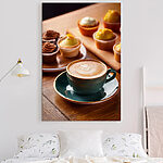 Wandbilder Tasse Kaffee und Muffins auf einem Tisch