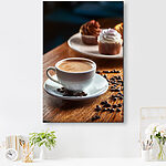 Wandbilder Tasse Kaffee und Muffins auf einem Tisch