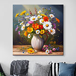 Wandbilder Gemälde einer Vase mit Blumen