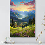Wandbilder Landschaft mit Bergen und Bäumen