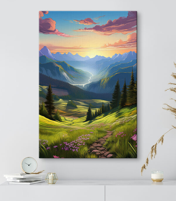Landschaft mit Bergen und Bäumen Wandbilder Landschaft mit Bergen und Bäumen