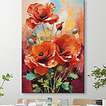 Wandbilder Malerei von roten Blumen