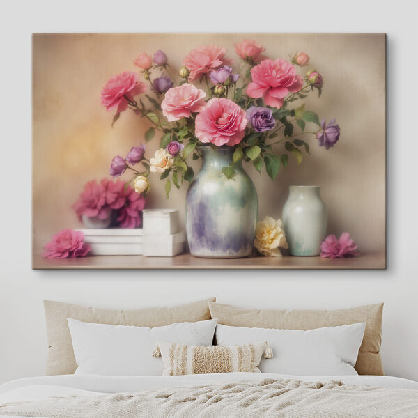 Vase mit Blumen auf einem Regal Wandbilder Vase mit Blumen auf einem Regal