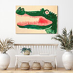 Wandbilder Grüner Alligator mit rosa Zähnen