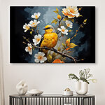 Wandbilder Vogel auf einem Zweig mit Blumen