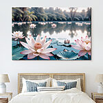 Wandbilder Rosa und weiße Blumen auf einem See