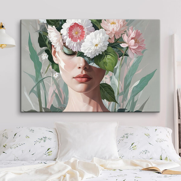 Frau mit Blumen auf dem Kopf Wandbilder Frau mit Blumen auf dem Kopf