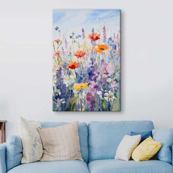 Gemälde von Blumen auf einem Feld Wandbilder Gemälde von Blumen auf einem Feld