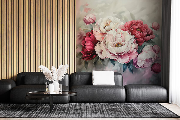 Malerei von Blumen auf einer Fläche Fototapeten Malerei von Blumen auf einer Fläche