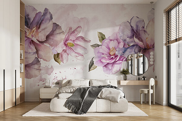 Gruppe violetter Blumen Fototapeten Gruppe violetter Blumen