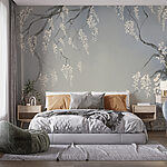 Fototapeten Baumzweig mit weißen Blüten