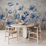 Fototapeten Malerei von blauen Blumen