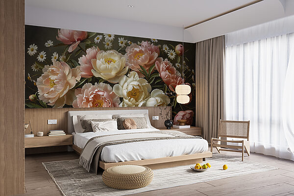 Blumenstrauß aus rosa und weißen Blumen Fototapeten Blumenstrauß aus rosa und weißen Blumen