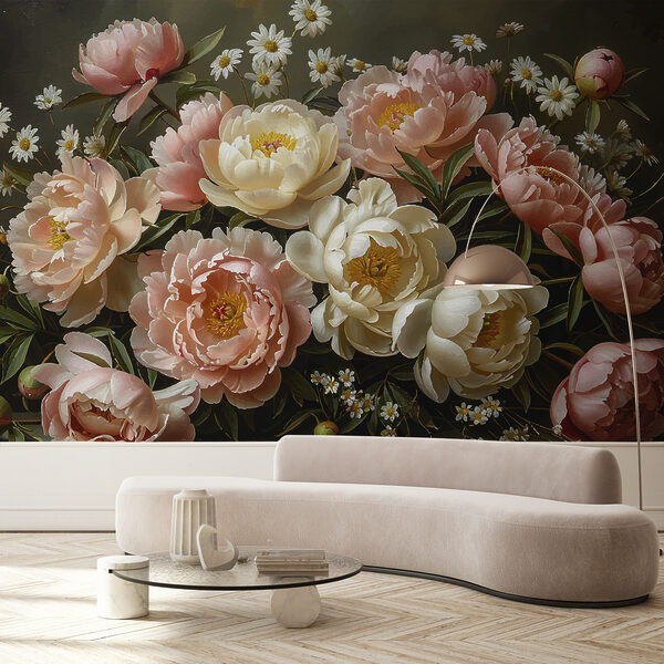 Fototapeten Blumenstrauß aus rosa und weißen Blumen