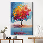 Wandbilder Canvas prints Painting of a colorful tree
