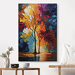 Wandbilder Canvas prints Painting of trees with colorful leaves