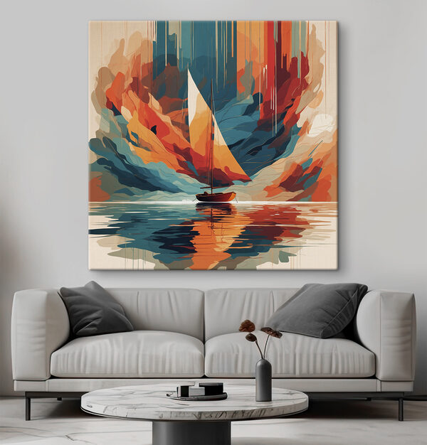 Canvas prints Sailboat on water with colorful clouds Wandbilder Canvas prints Sailboat on water with colorful clouds