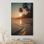 Wandbilder Canvas prints Beach with palm trees and water
