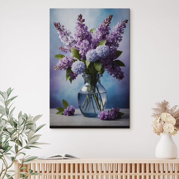 Canvas prints Vase with purple flowers Wandbilder Canvas prints Vase with purple flowers