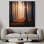 Wandbilder Canvas prints Forest with trees and fog