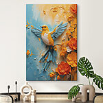 Wandbilder Canvas prints Bird on a branch with flowers