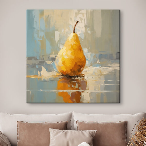 Gelbe Birne auf einer spiegelnden Oberfläche Wandbilder Gelbe Birne auf einer spiegelnden Oberfläche