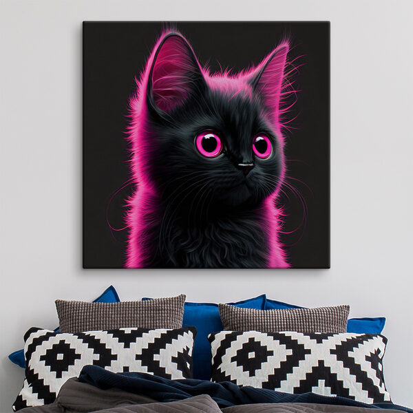 Schwarze Katze mit rosa Haaren Wandbilder Schwarze Katze mit rosa Haaren