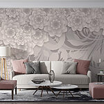 Fototapeten Elegantes monochromes Blumenmusterdesign.