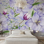 Fototapeten Zarte Blumen auf grauer Leinwand