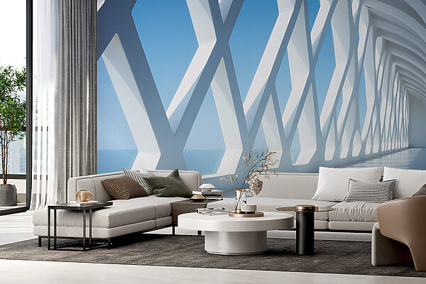 Fototapeten Weiße Wand mit vielen Fenstern