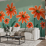Fototapeten Gruppe von orangefarbenen Blumen