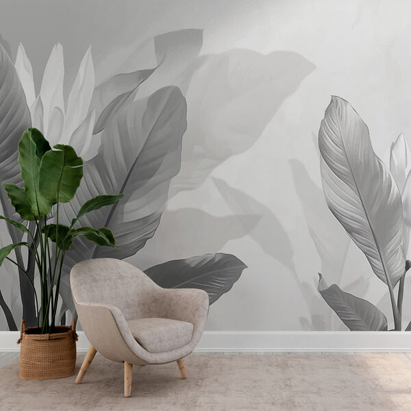 Elegante monochrome botanische Illustration Fototapeten Elegante monochrome botanische Illustration