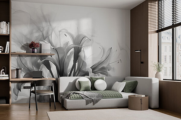 Fototapeten Schwarzes und weißes Bild von Blumen