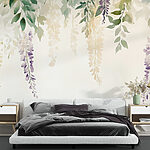 Fototapeten Malerei von Blumen und Blättern