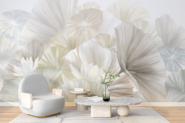 Fototapeten Fototapeten Gruppe von weißen und grauen Blättern (Artikelnummer: w08265)