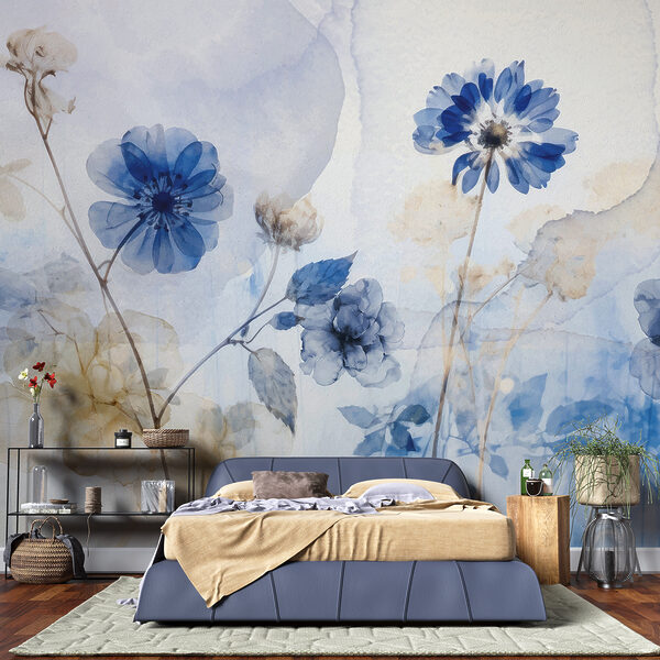 Blaue und weiße Blumen Fototapeten Blaue und weiße Blumen