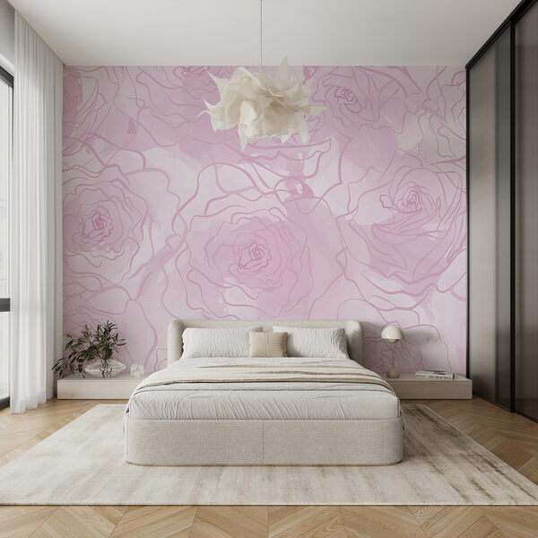 Rosa Rosen auf weißem Hintergrund Fototapeten Rosa Rosen auf weißem Hintergrund