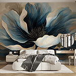 Fototapeten Elegante blaue Flora Abstrakt