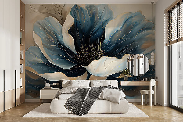 Elegante blaue Flora Abstrakt Fototapeten Elegante blaue Flora Abstrakt