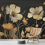 Fototapeten Elegante Blüten auf dunklem Hintergrund.