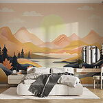 Fototapeten Fluss, der durch ein Tal fließt