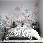 Fototapeten Rosa und graues Blumendesign