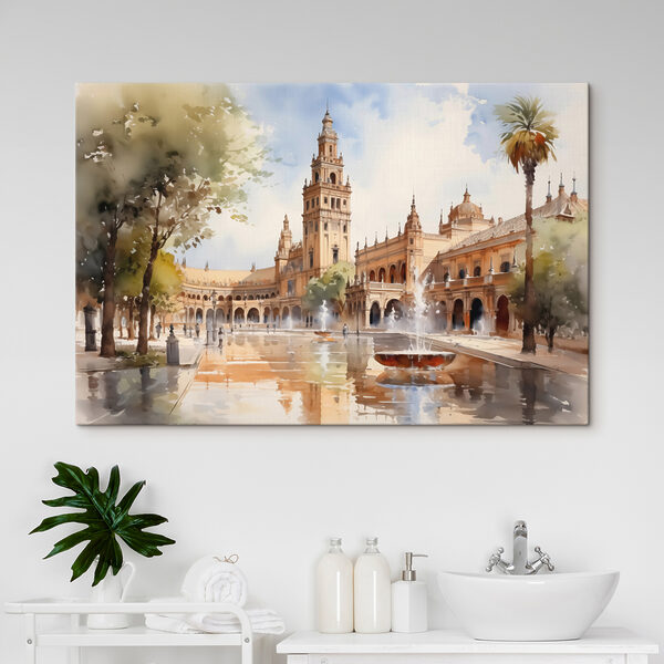 Wasserfontäne vor einem Gebäude Wandbilder Wasserfontäne vor einem Gebäude