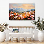 Wandbilder Blumenfeld mit Bergen im Hintergrund