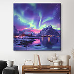 Wandbilder Verschneite Landschaft mit Bergen und einem See