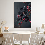 Wandbilder Schwarze Blume mit roten Beeren